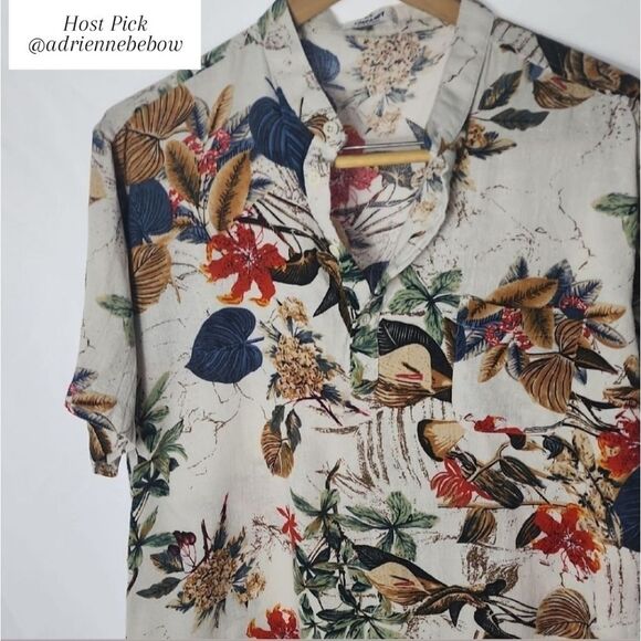 Coofandy Cotton Linen Blend Size L Men's Short Sleeve Tropical Henley - Picture 1 of 7